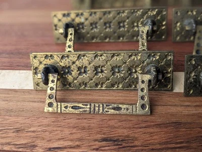 6 Brass Drop Bail Drawer Pull Vintage Deco? - Image 1 of 4