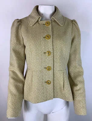 Blazer Anthropologie Talla 6 Botón Grande Tweed Caléndula Poliéster Mezcla Lana AE Nuevo con Etiquetas Foto 1 de 4