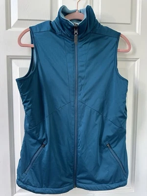 Chaleco Antigua Mujer Azul Cremallera Completa Forrado de Vellón Bolsillos en el Cuello Simulado Talla Mediana Foto 1 de 4