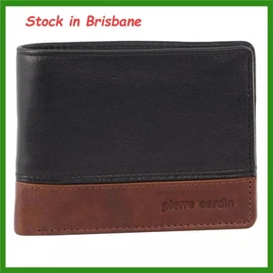 Pierre Cardin Men’s Leather Tri-Fold Wallet PC3454 - Black/Cognac - RFID w Box - Picture 1 of 6