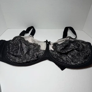 Wacoal Retro Chic Full Figure Underwire Bra 855186 Black White Lace 40 I Plus - Picture 1 of 7