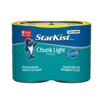 BRANDED StarKist chunk light tuna in water, 5 oz, 8 Cans FREE SHIPPING.