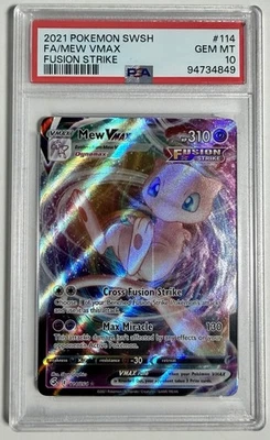 Mew VMAX 114 / 264 Sword And Shield Fusion Strike Holo PSA 10 Gem Mint - Image 1 of 4