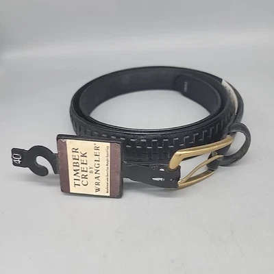 NWT Timber Creek Wrangler Men's Black Leather Belt 40 Western Cowboy Classic Foto 1 de 4