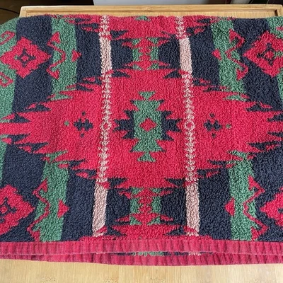 Vintage Ralph Lauren Bath Towel Red Blue Aztec Southwestern Native - Image 1 of 4