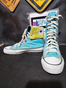 Zapatos De Colección Años 80 Converse All Star Dead Stock Turquesa Amarillo Extra Alto Talla # 7 - Imagen 1 de 10
