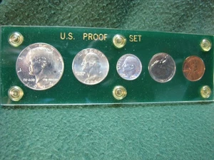 1964  U.S. Proof Set  5 Coins  In Capital Holder  SILVER PROOF SET - Picture 1 of 5