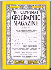 VINTAGE MARCH 1959 NATIONAL GEOGRAPHIC MAGAZINE: AMAZON INDIANS: MADEIRA: CANADA - Imagen 1 de 15