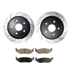 Rear Brake Rotors+Pads for 2007 2008 2009 Chrysler Aspen/2011 2012-2018 Ram 1500 - Imagen 1 de 6