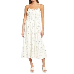 WAYF Wisteria Floral Tiered Midi Sundress Cottagecore White M - Picture 1 of 7