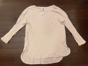 Old Navy Antique Pink Light Rose Light Weight Thermo Waffle Knit Top 10-12 Large - Bild 1 von 2