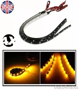 4x New 30Cm 3528 Led Flexible Strip Orange Amber Light Car Lamp Waterproof 12v - Picture 1 of 5