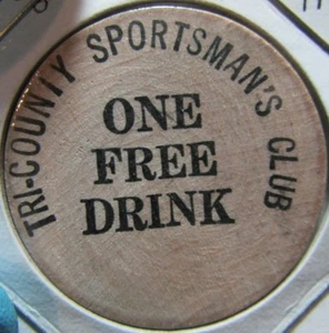 Ficha de níquel de madera Tri-County Sportsmans Club Boyne Falls, MI - Michigan - Imagen 1 de 2