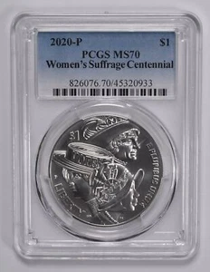 MS70 2020-P Women's Suffrage Commemorative Silver Dollar $1 PCGS Blue Lbl - Picture 1 of 5