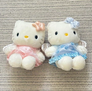 Hello Kitty Engel Plüsch Set 2tlg rosa blau Retro Sanrio sitzend Puppe Spielzeug GEBRAUCHT - Bild 1 von 7