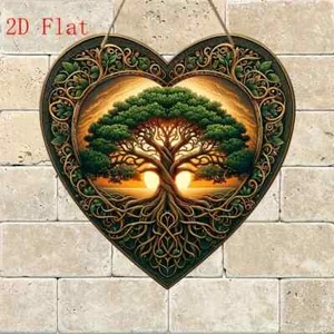 Herz Lebensbaum Holz Wand-Deko Germanen Thor Wandbild Schild Wikinger Kelten - Bild 1 von 3
