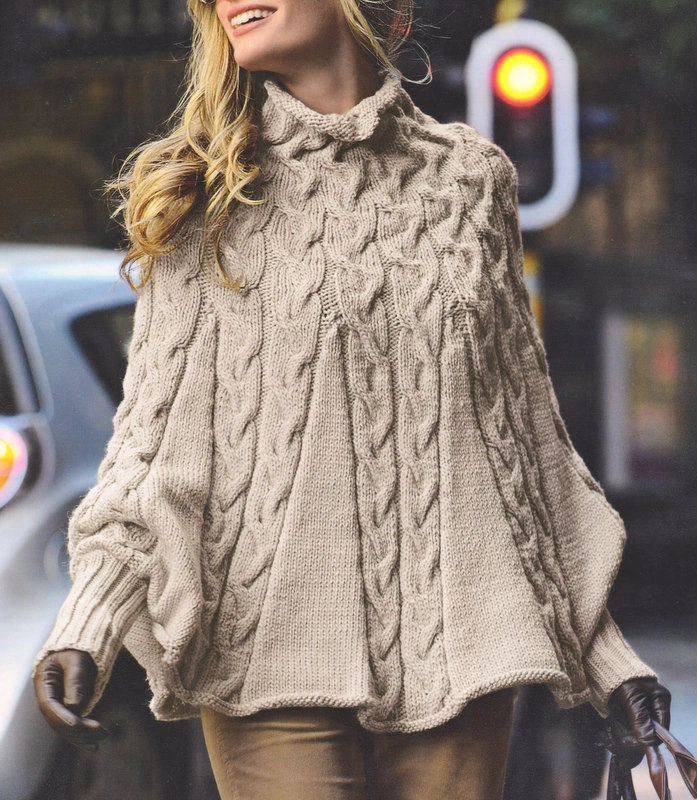 ARAN CABLE PONCHO KNITTING PATTERN S-M & M-L Cheapest on Ebay £1.80