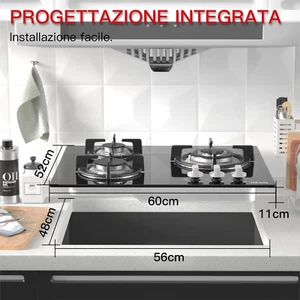 IsEasy Piano Cottura a Gas 3 fuochi gas zone da 60 cm incasso Vetro Nero 7750W - Foto 1 di 9
