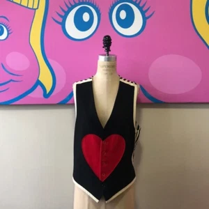 Moschino Cheap Chic Red Black Wool Heart Vest - Picture 1 of 8