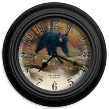 Reflective Art Wall Clock Stepping Stones Black Bear 10" RETIRED Clocks