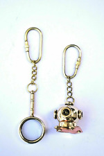 Brass Gifts Diving Helmet Keychain With Magnifying Glass Keychain Shiny Polished