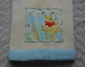 Disney Baby Winnie the Pooh Blanket Made to Cuddle Blue Heart Bee Security Lovey - Picture 1 of 9
