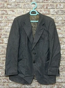 Vintage John Weitz At Burton Harris & Tweed Wool Grey Button Up Blazer Size S/M - Picture 1 of 13