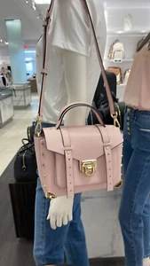 Michael Kors Manhattan Medium Powder blush Pink Leather Satchel Crossbody Bag - Picture 1 of 24