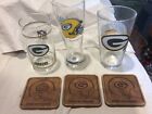 3 Different Packer Glasses & 3 Packer Coasters