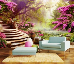 3D Purple Flowers I7224 Wallpaper Mural Self-adhesive Removable Sticker Erin - Picture 1 of 11