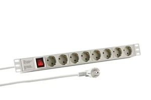 Steckdosenleiste Mehrfachsteckdose 19 Zoll 1HE Aluminium 8x Schutzkontakt CEE7/3 - Photo 1/1