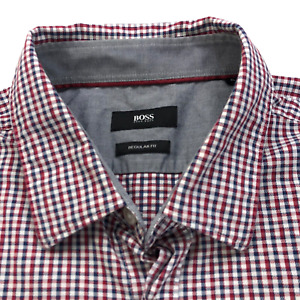 Hugo Boss Regular Fit XL 17 / 35.5 Button LS Cotton Check Casual Collar Shirt