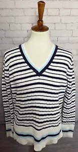 Brooks Brothers V-Ausschnitt Pima Baumwolle Pullover gestreift Damen Größe Large - Bild 1 von 8