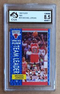 Michael Jordan Team Leader Fleer 1991/92 - NBA Card #375 CGA 8.5 NM/MINT not PSA