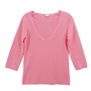 J. CREW Pink 100% Cashmere V-Neck Sweater 3/4 Sleeve Size SMALL - Picture 1 of 4