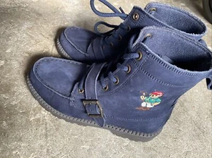 Polo Ralph Lauren Ranger High II Bear Boots Navy Blue Boys Size 10 - Picture 1 of 10