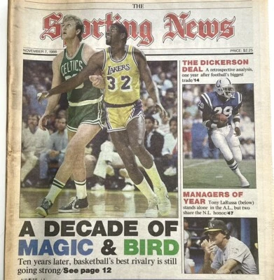 1988 THE SPORTING NEWS - LARRY BIRD CELTICS NBA Magic Johnson Cover Photo TSN - Image 1 of 4
