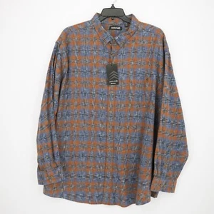 Solaris Men's Long-Sleeve Shirt 4XB Blue Rust Plaid 100% Cotton Lens Cleaner NWT - Picture 1 of 13