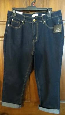 全新带标签 ~ NICKI MINAJ 深色水洗牛仔裤 九分 中腰 女式 9 10 — 第 1/4 张图片