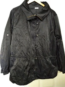 STROKE Women's Button Jacket Rain Coat Sz Large Polyester Black EUC - Picture 1 of 3