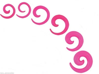 PAIR-Tapers Spiral Neon Pink Acrylic 03mm/8 Gauge  - Image 1 of 4