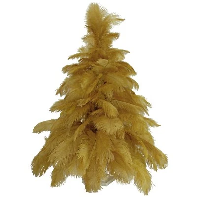 Brown Ostrich Feather Christmas Tree Real Bird Feather Branches Stand Included - Image 1 of 4