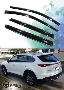 For MAZDA CX-9 17-on Chrome Trim Window Visor Guard Vent Deflector Fit:New CX9 - Picture 1 of 6