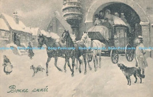R179560 Bonne Annee. Horses and Carriage in Winter - Picture 1 of 2