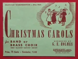 Christmas Carols Trombone Baritone 4th Pt Sheet Music Band Brass Choir Song Book - Picture 1 of 10