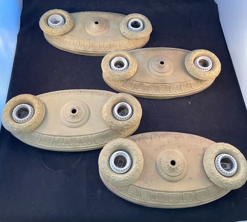 lot of eight 1910-20s brass 2 light flush mount fixtures Cover