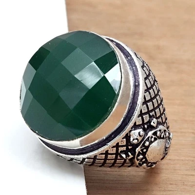 Joyería de plata hecha a mano con piedras preciosas de cuarzo esmeralda "7,5" Foto 1 de 4