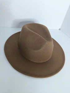 Klassischer brauner Filz Fedora Gr. 57 Vintage Style mit breiter Krempe & eingeklemmter Krone - Bild 1 von 5