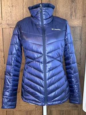 Chaqueta Columbia Joy Peak Gold Omni Heat Infinity Usada en Excelente Condición, Azul Oscuro, Mujer M Foto 1 de 4