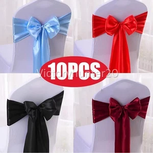 10PCS Satin chair sashes tie chair bows ribbons wedding birthday party decor - Picture 1 of 11